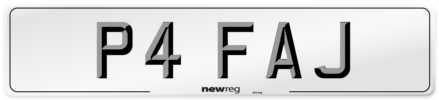P4 FAJ Number Plate from New Reg